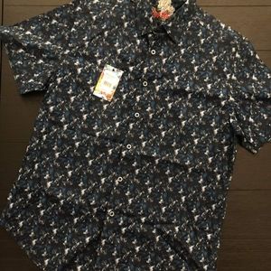 Robert Graham Men's Shirt Ambleside Navy Short Sleeve Buttondown NWT